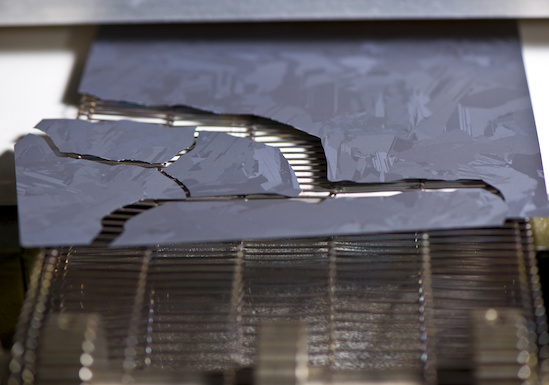 A shattered silicon PV wafer. Courtesy NREL.
